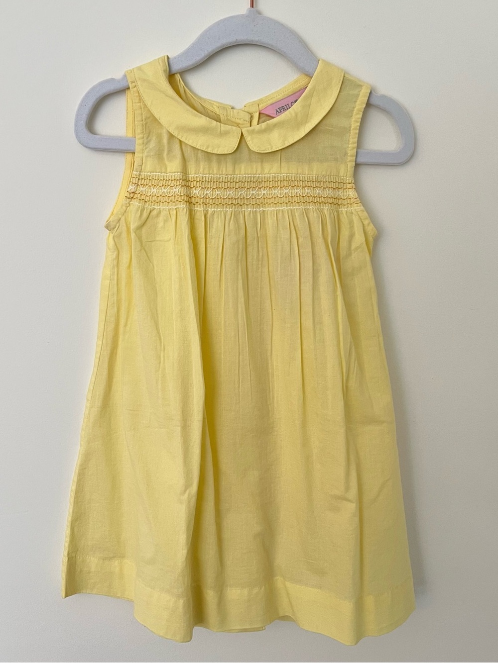 April Cornell Yellow Peter Pan Collar Smocked Summer Dress